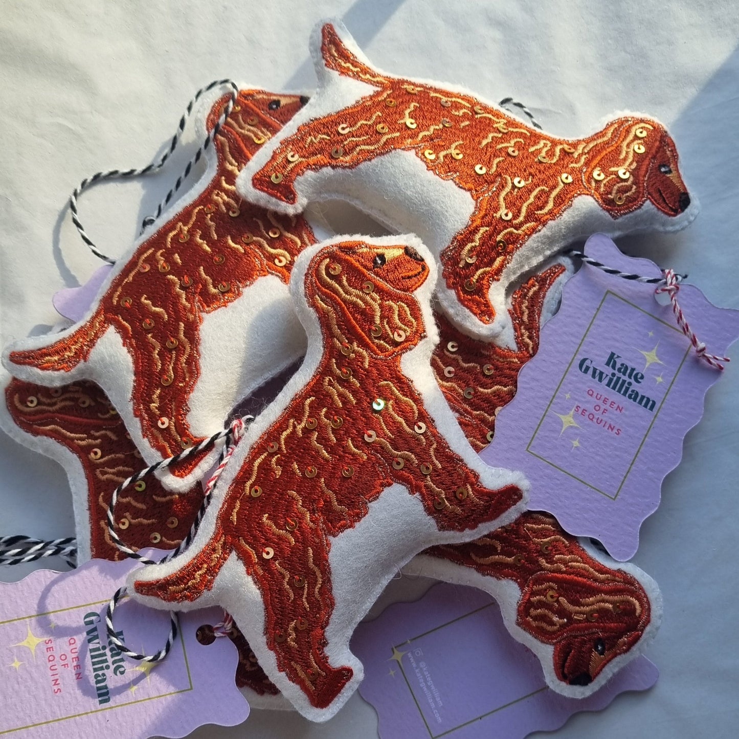 Cocker spaniel embroidered christmas ornaments