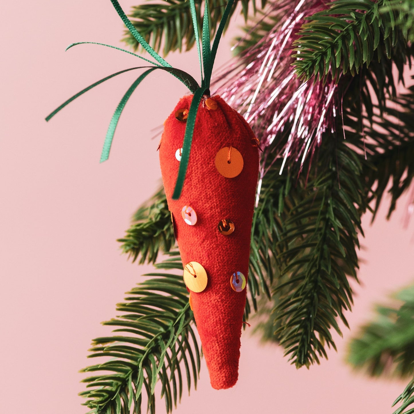 Velvet Sequin Carrot Ornament