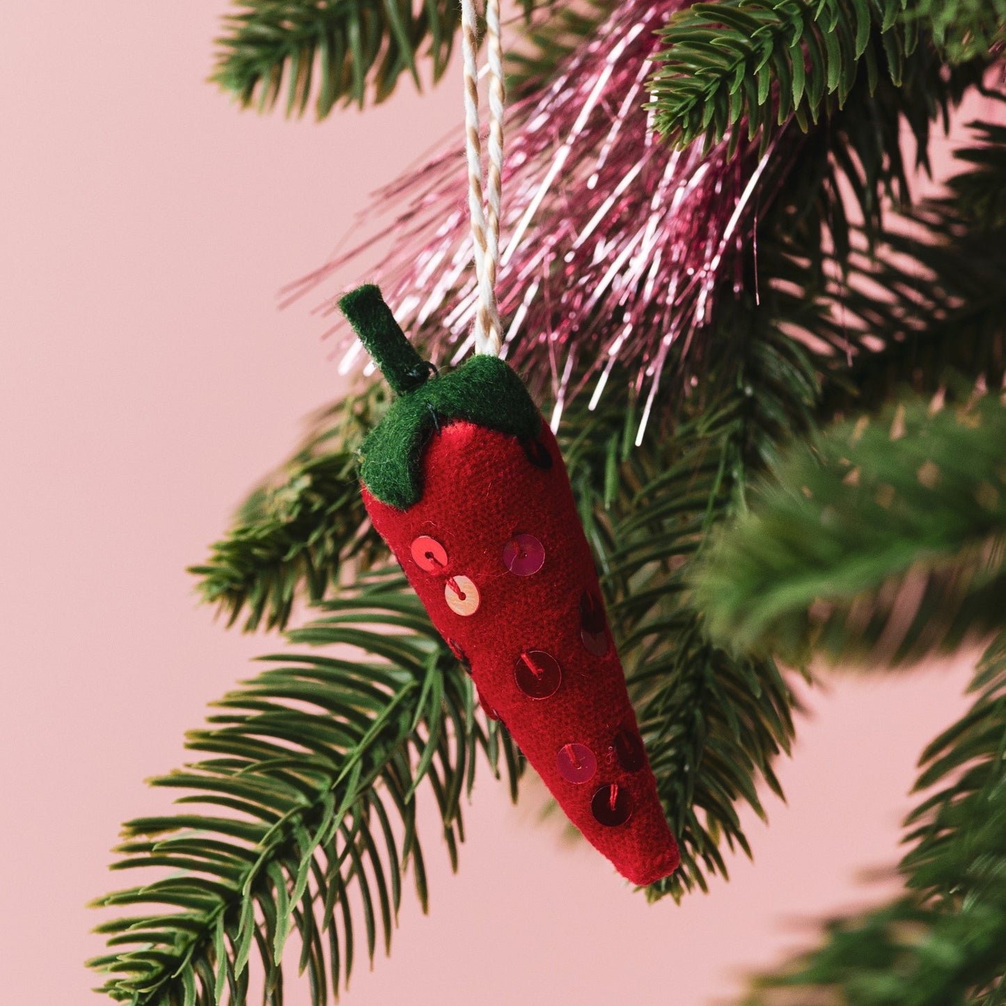 Velvet Sequin Chilli Pepper Ornament