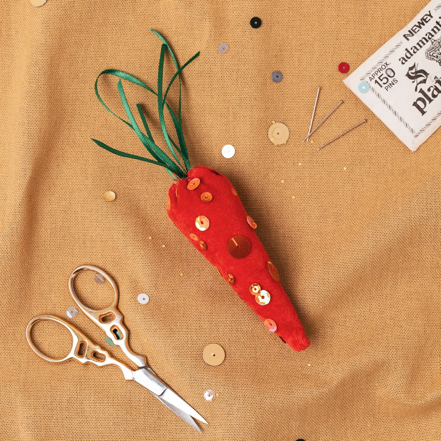 Velvet Sequin Carrot Ornament