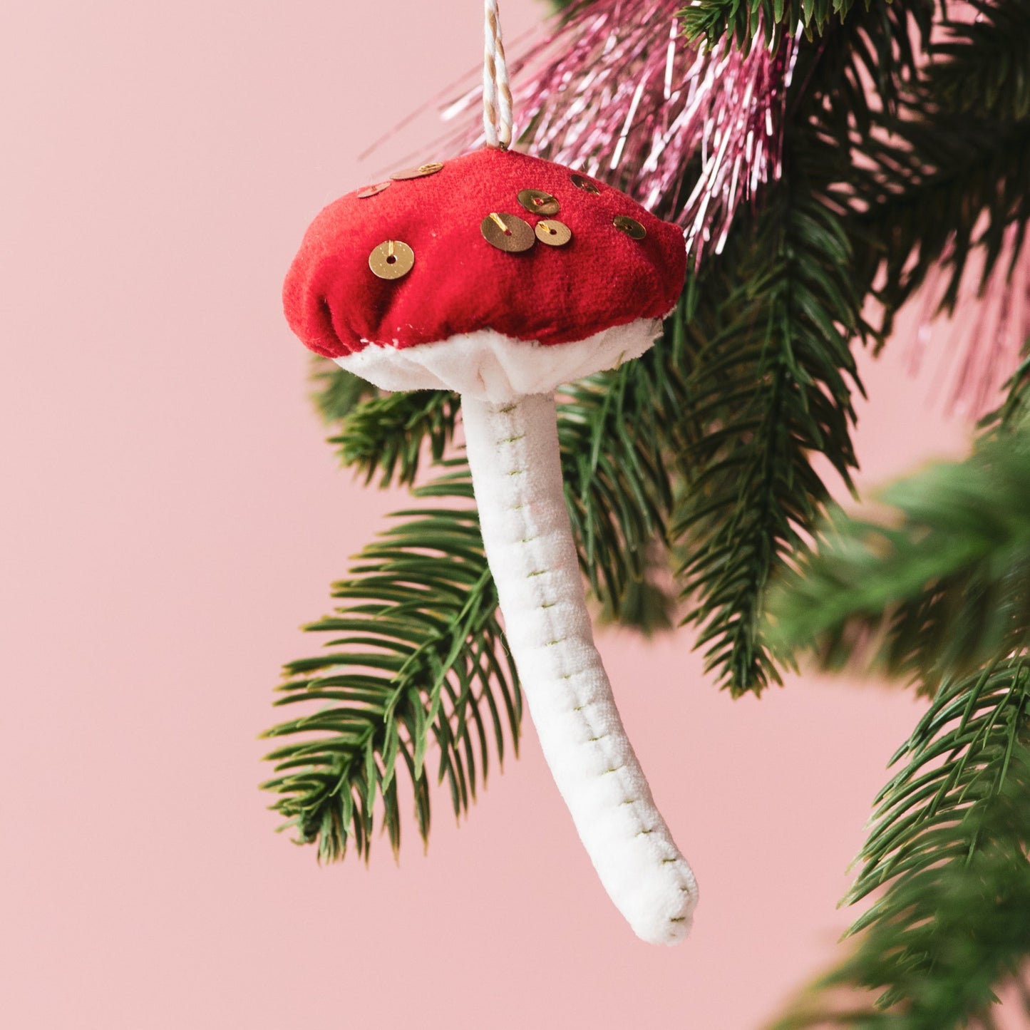 Velvet Magical Mushroom Ornament