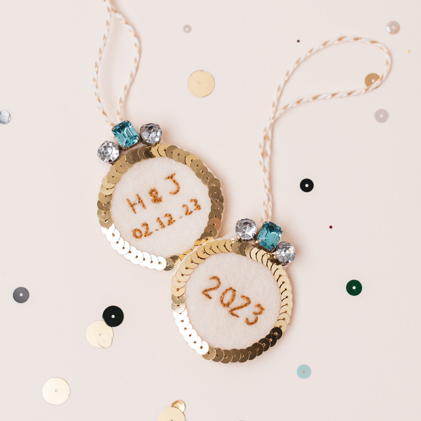 engagement ring sequin tree ornaments
