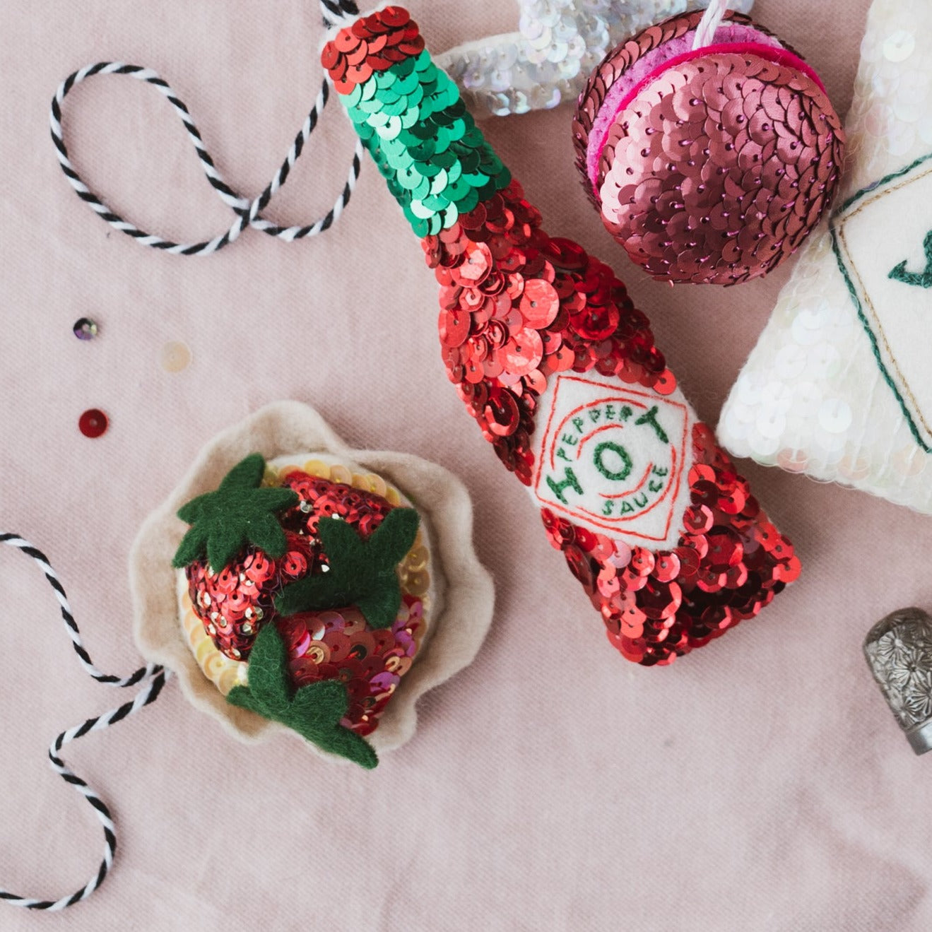 The Super Strawberry Tart Sequin Hanging Decoration