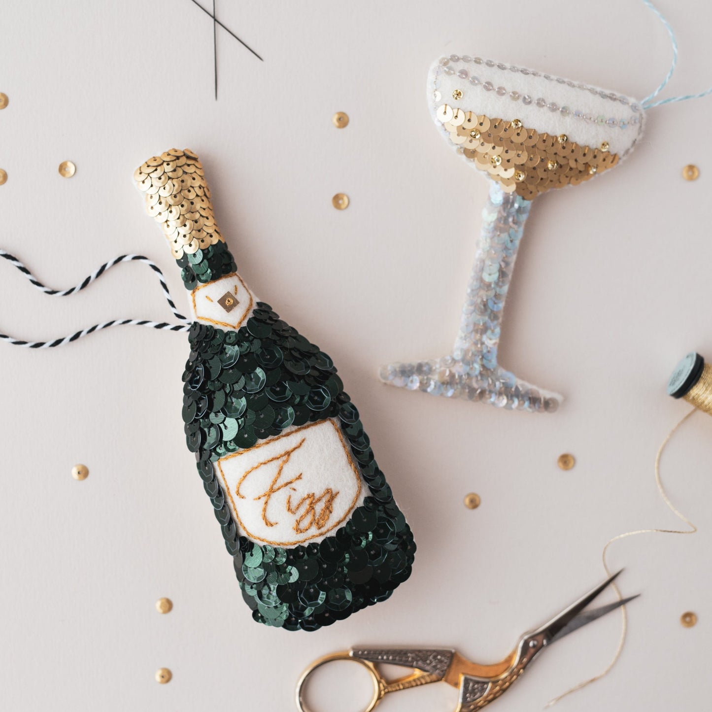Fizz Champagne Sequin Ornament