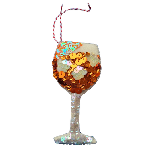 Orange spritz sequinned glass hanging ornament