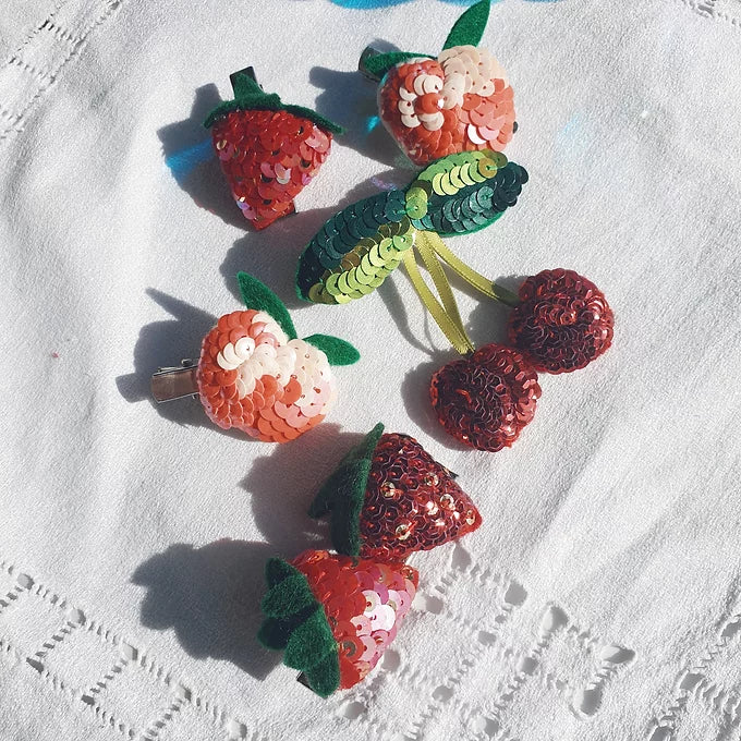Sequin Cherry Hair Clip