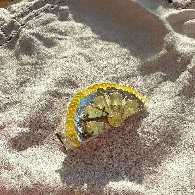 The Lemon Slice Hair Clip, The Freda, a sequin a rhinestone clip