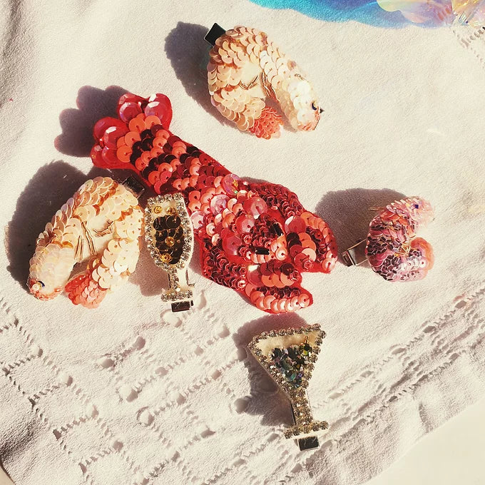 Sequin cocktail hair clips