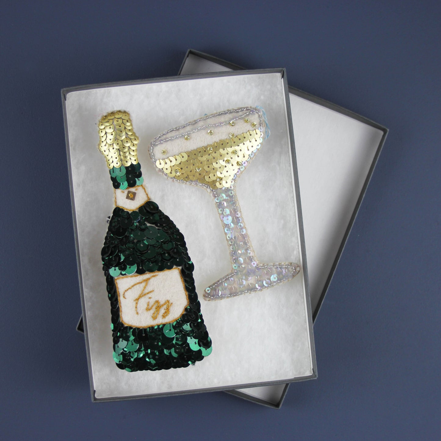 Green Fizz Sequin Ornament Set