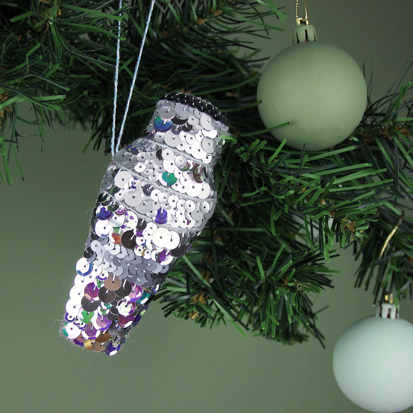 Cocktail Shaker Sequin Hanging Ornament
