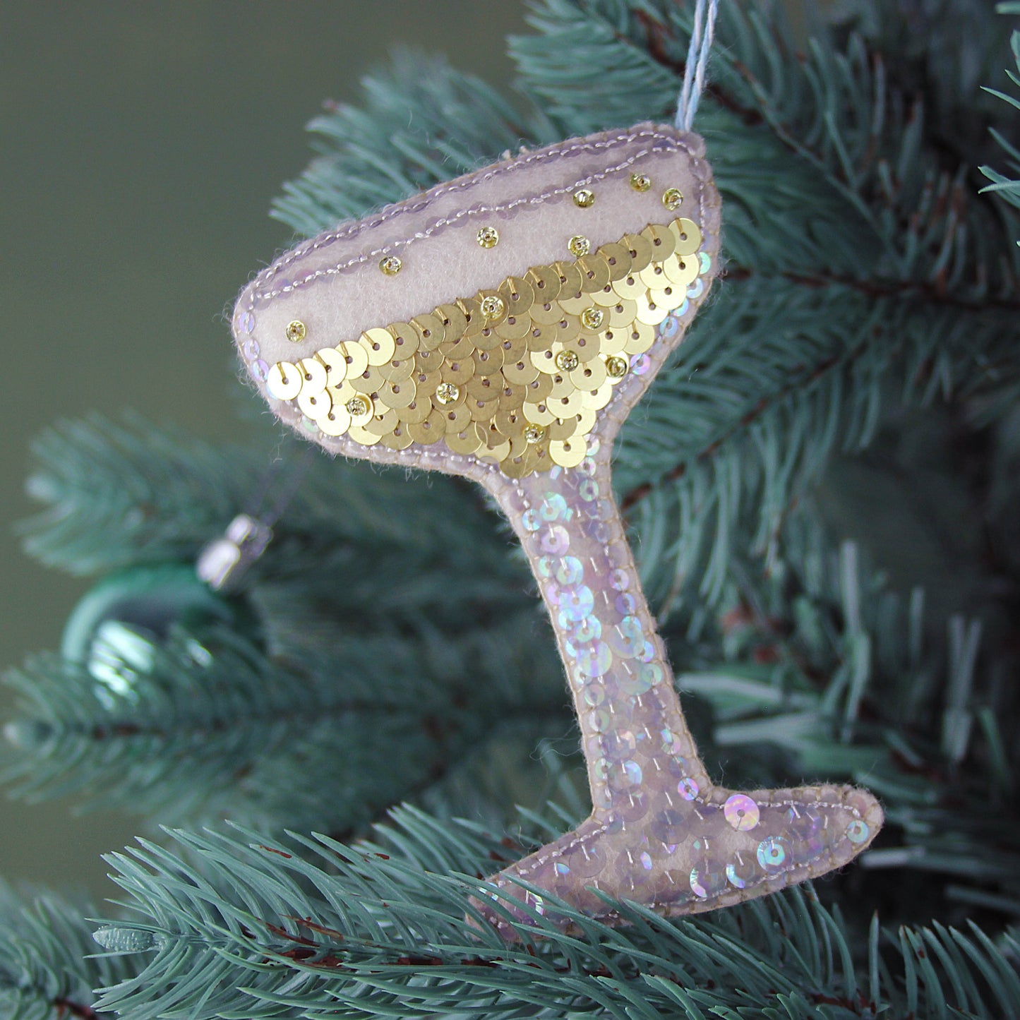 Green Fizz Sequin Ornament Set