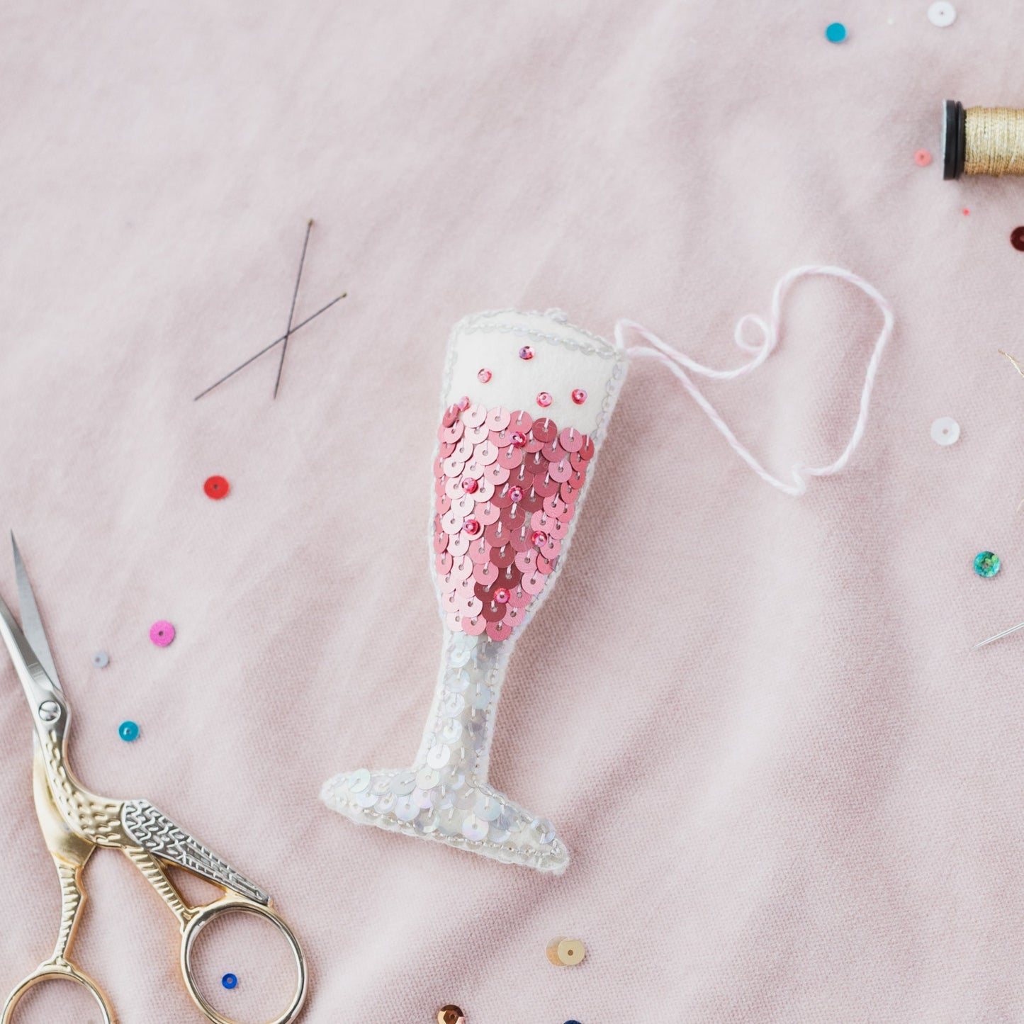 Rosé Sequin Ornament