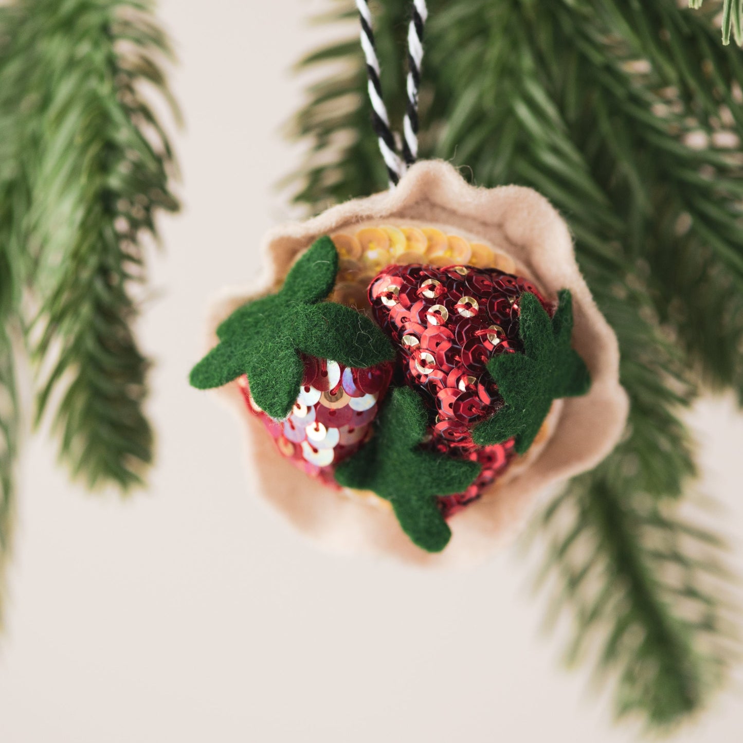 Strawberry Tart Sequin Hanging Decoration