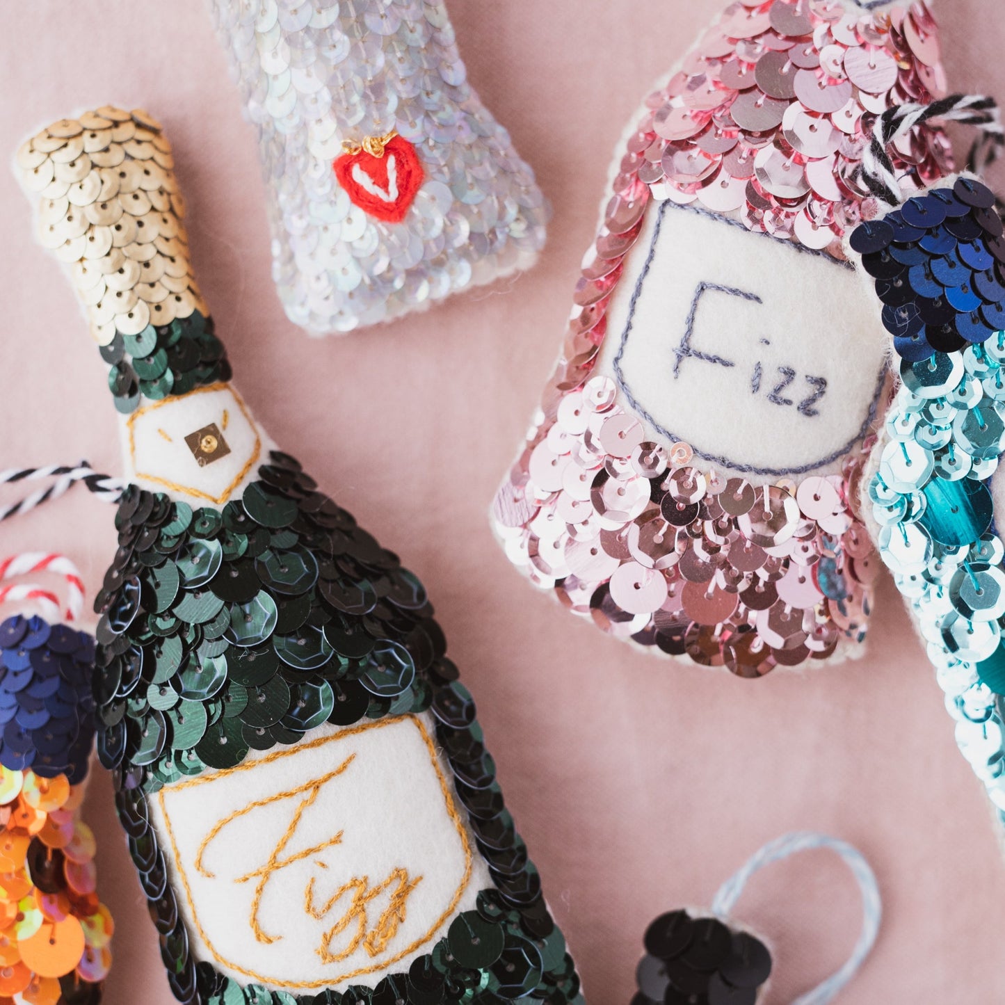 Rosé Champagne Sequin Ornament