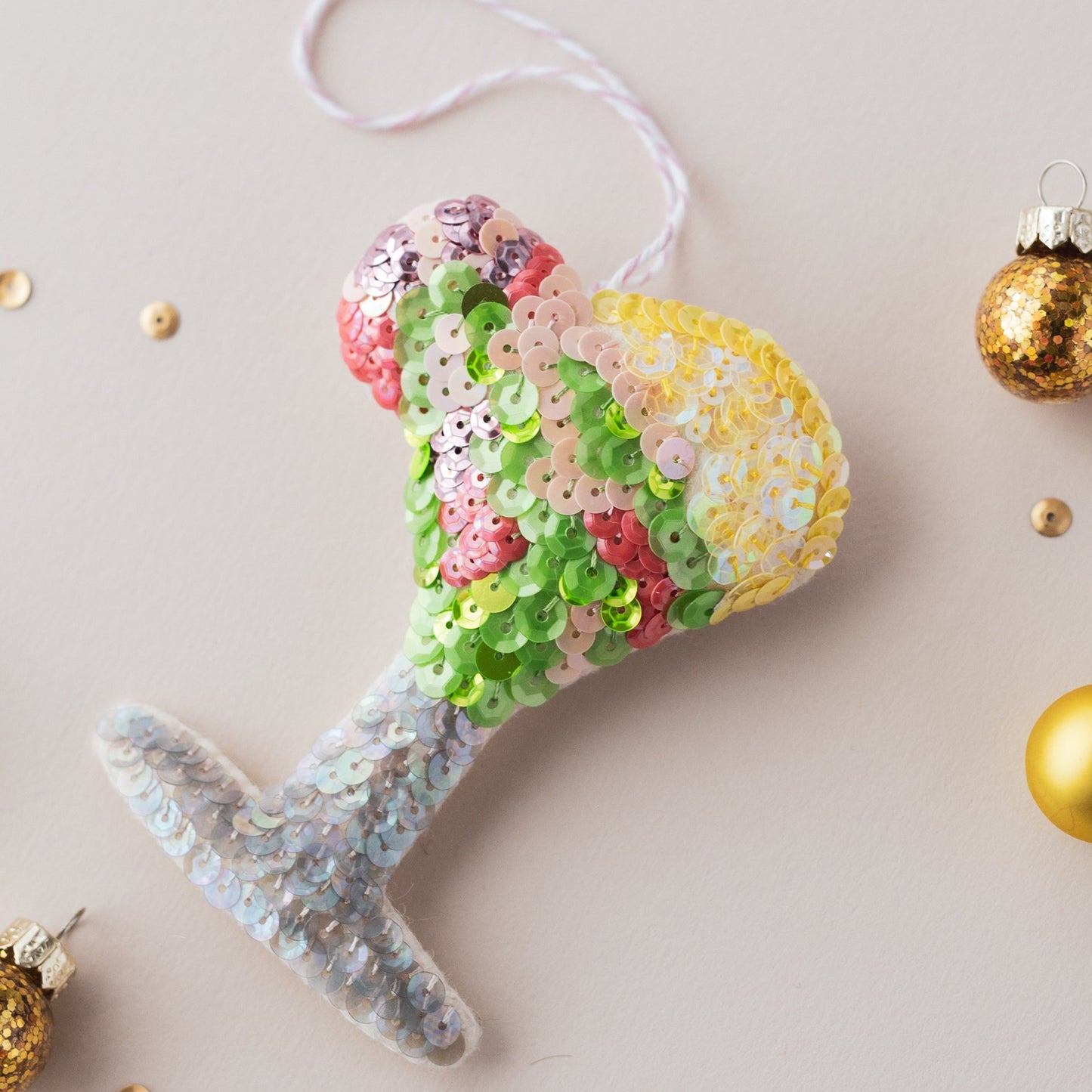 Prawn Cocktail Sequin Hanging Decoration