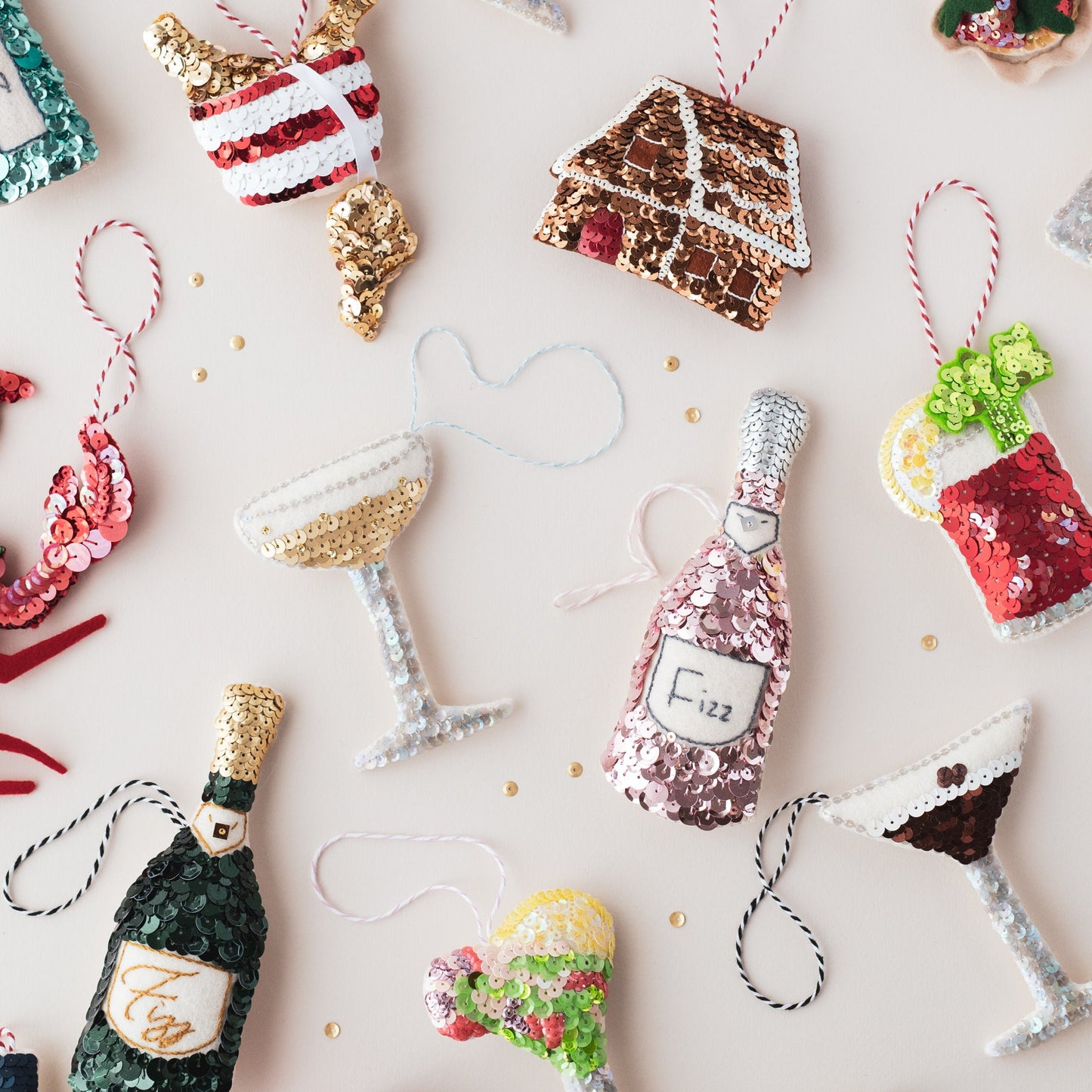 Rosé Champagne Sequin Ornament