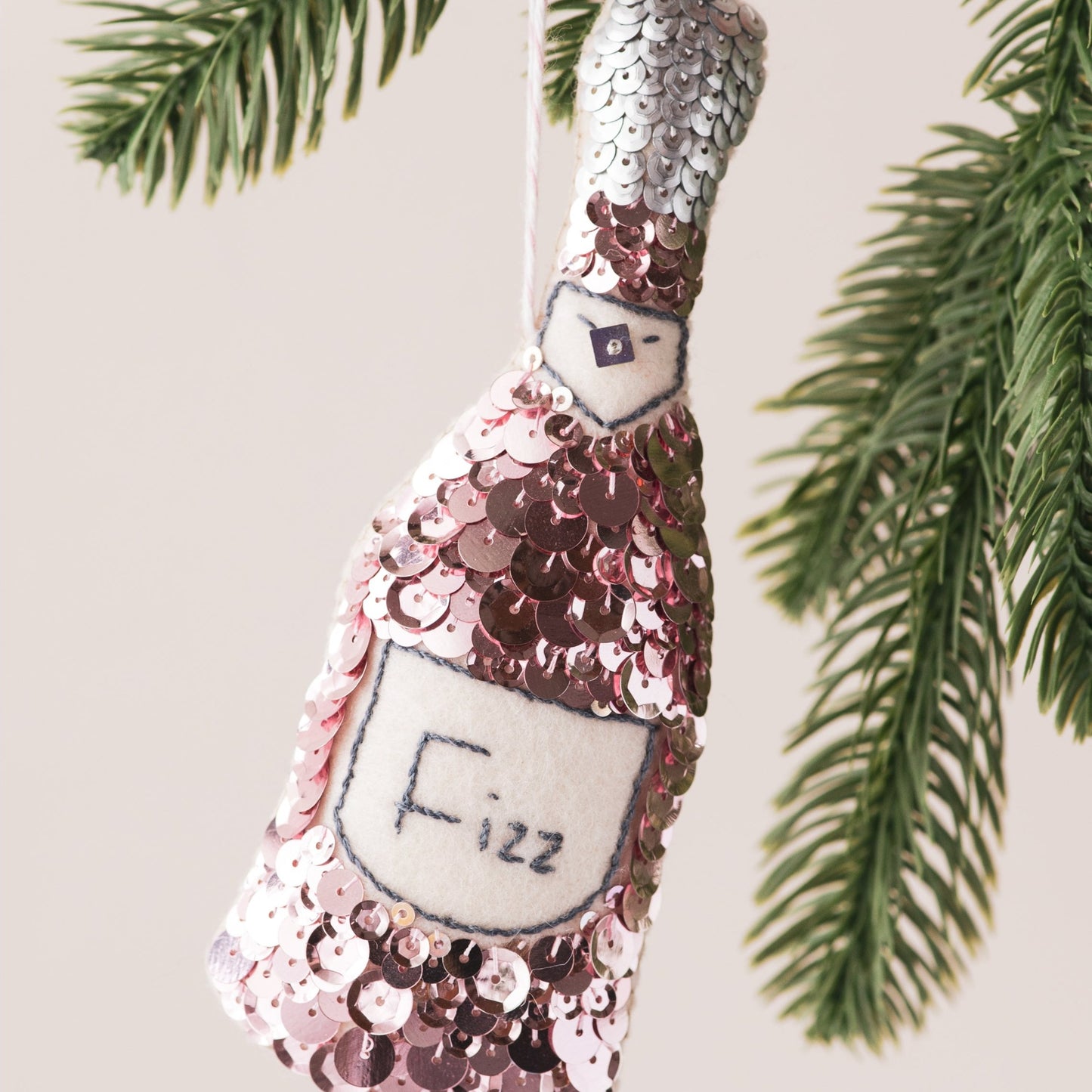 Rosé Champagne Sequin Ornament