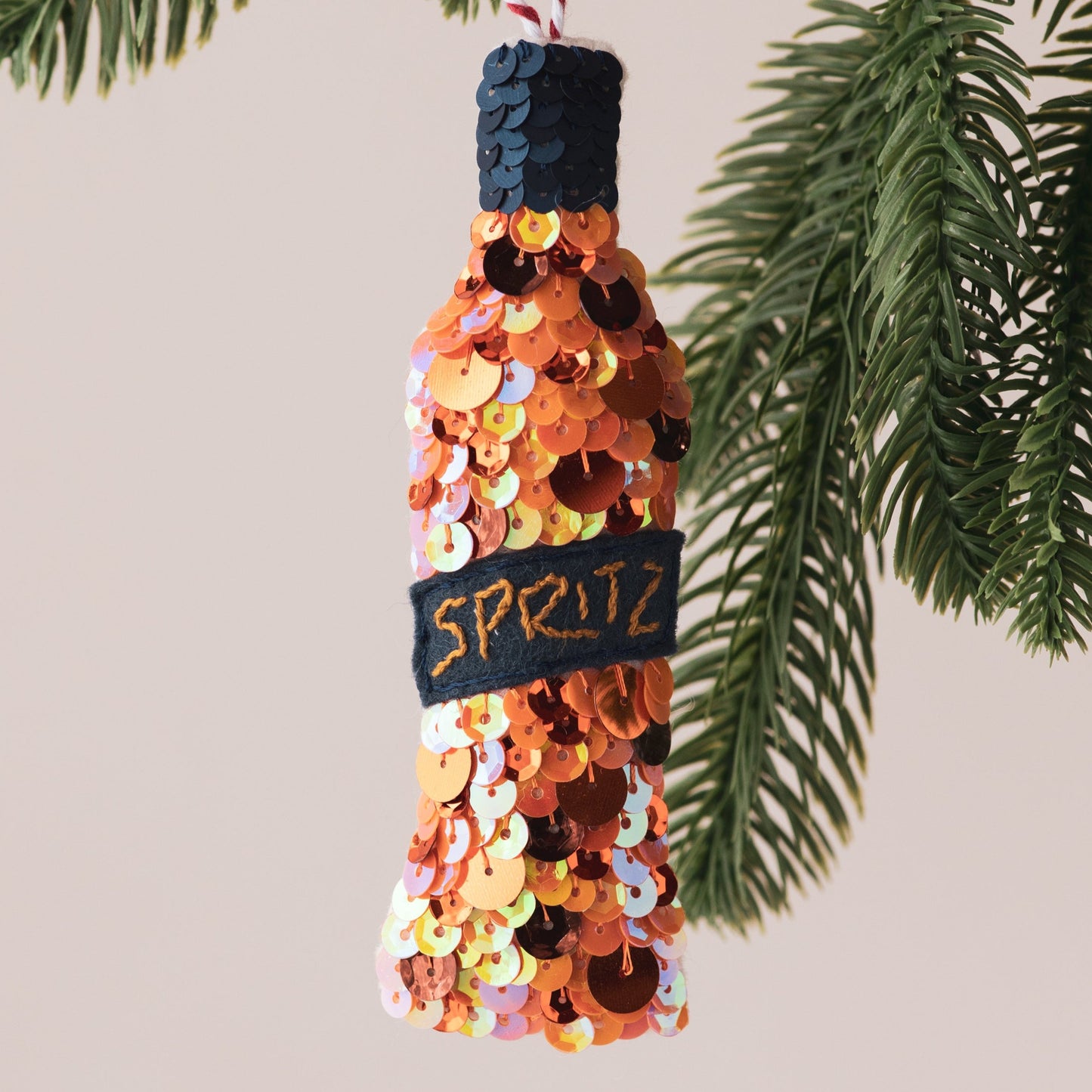 Spritz Sequin Ornament, orange sequinned spritz ornament
