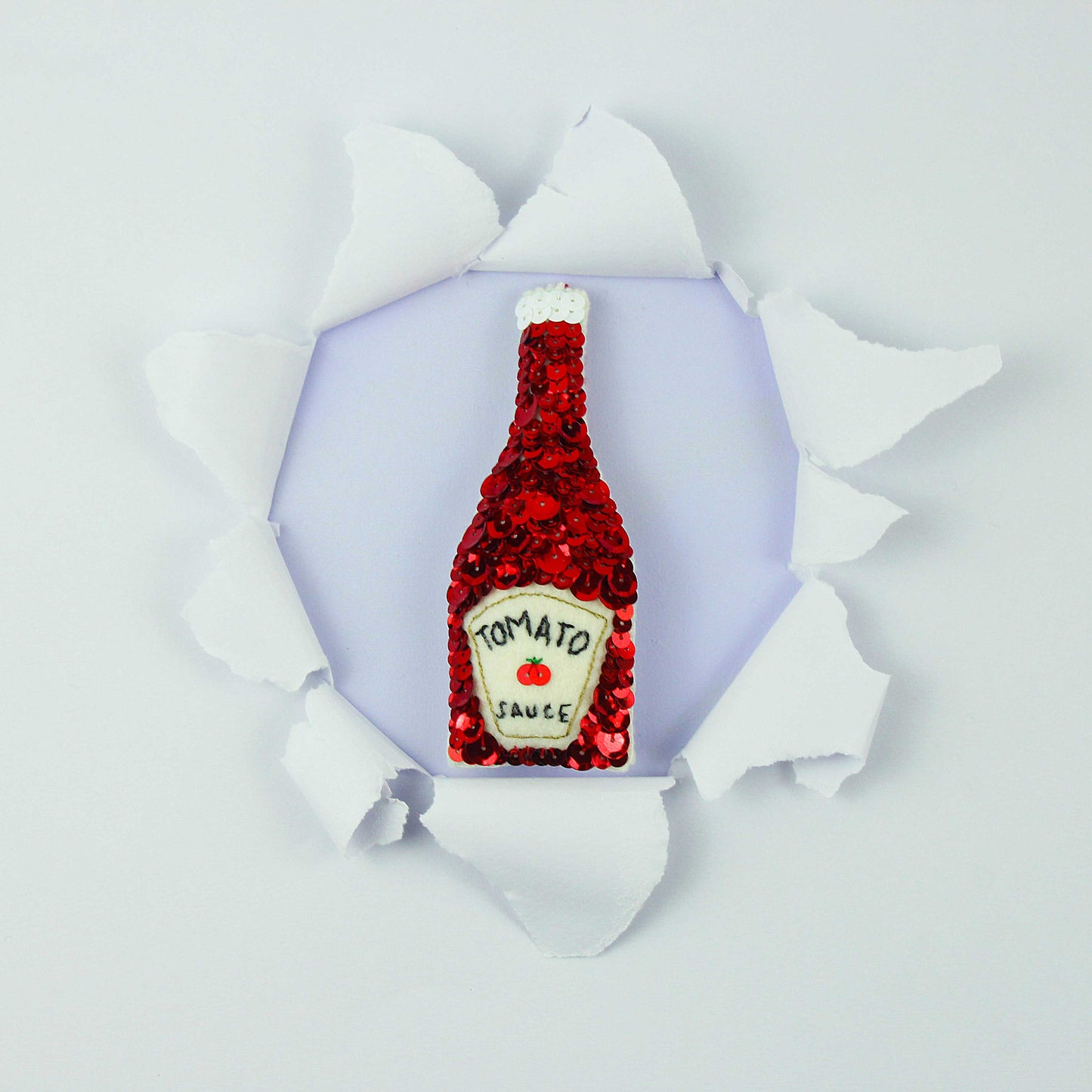 Handmade Tomato Sauce Sequin Hanging Ornament