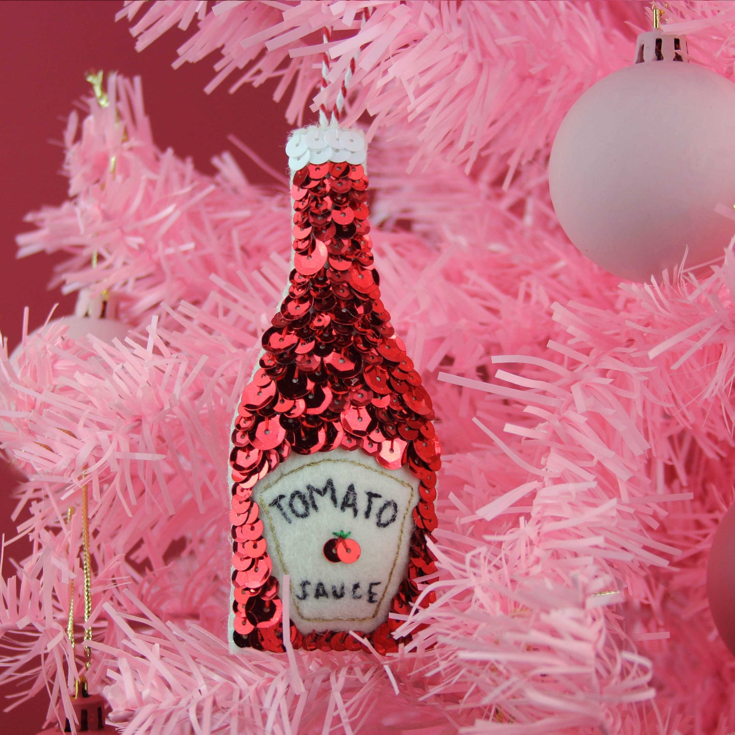 Tomato Sauce Sequin Hanging Ornament