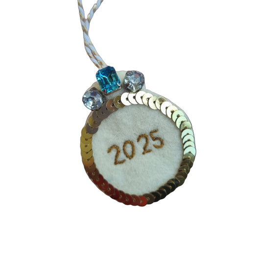 Engagement Ring Ornament with 2025 embroidered in the centre