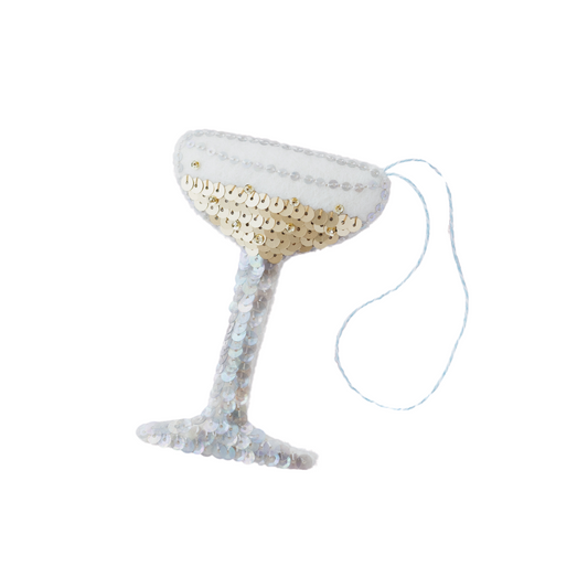 Champagne Coupe Sequin Hanging Ornament