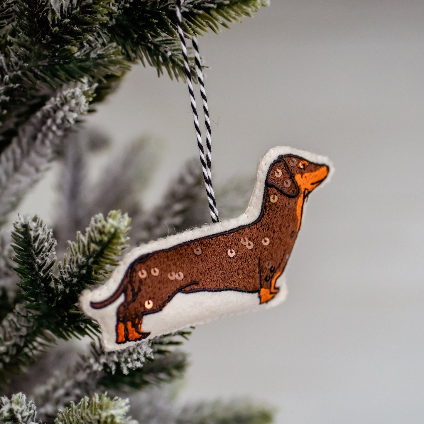 Sausage Dog Embroidered Tree Ornament