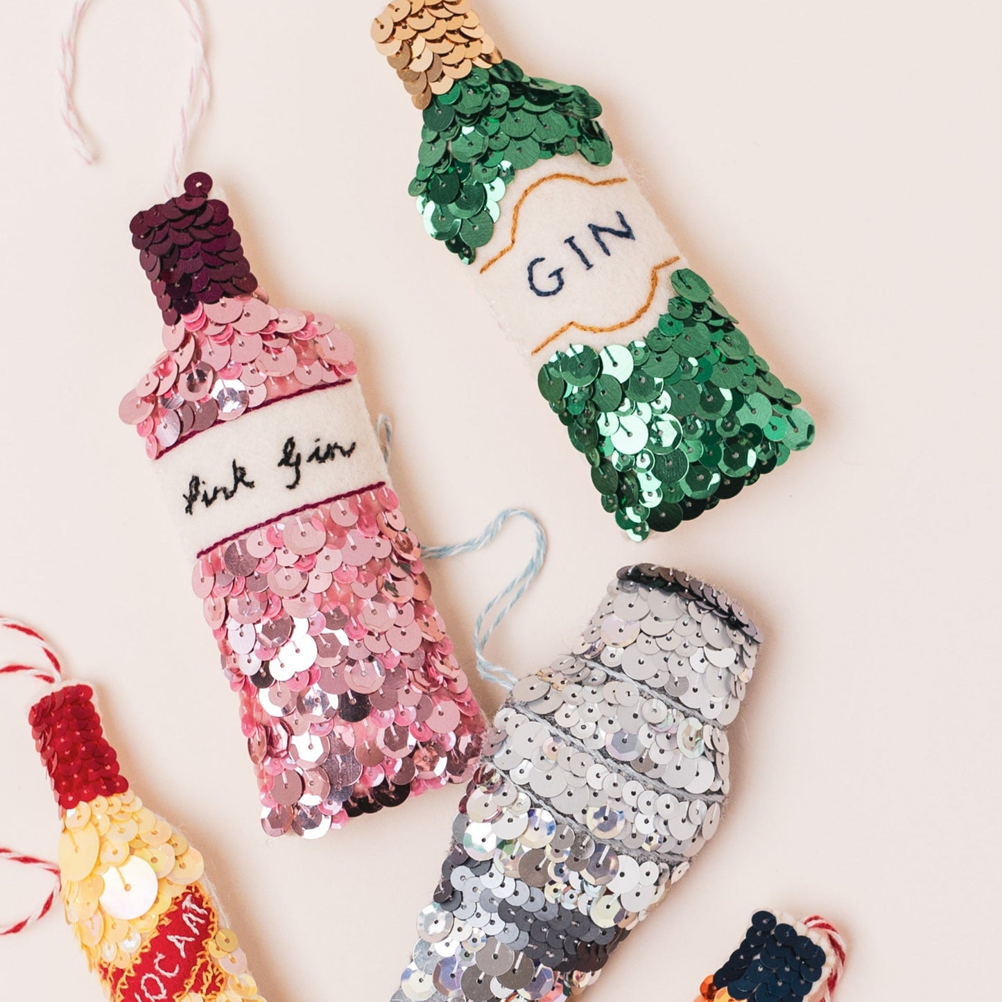 Pretty Pink Gin Sequin Hanging Ornament