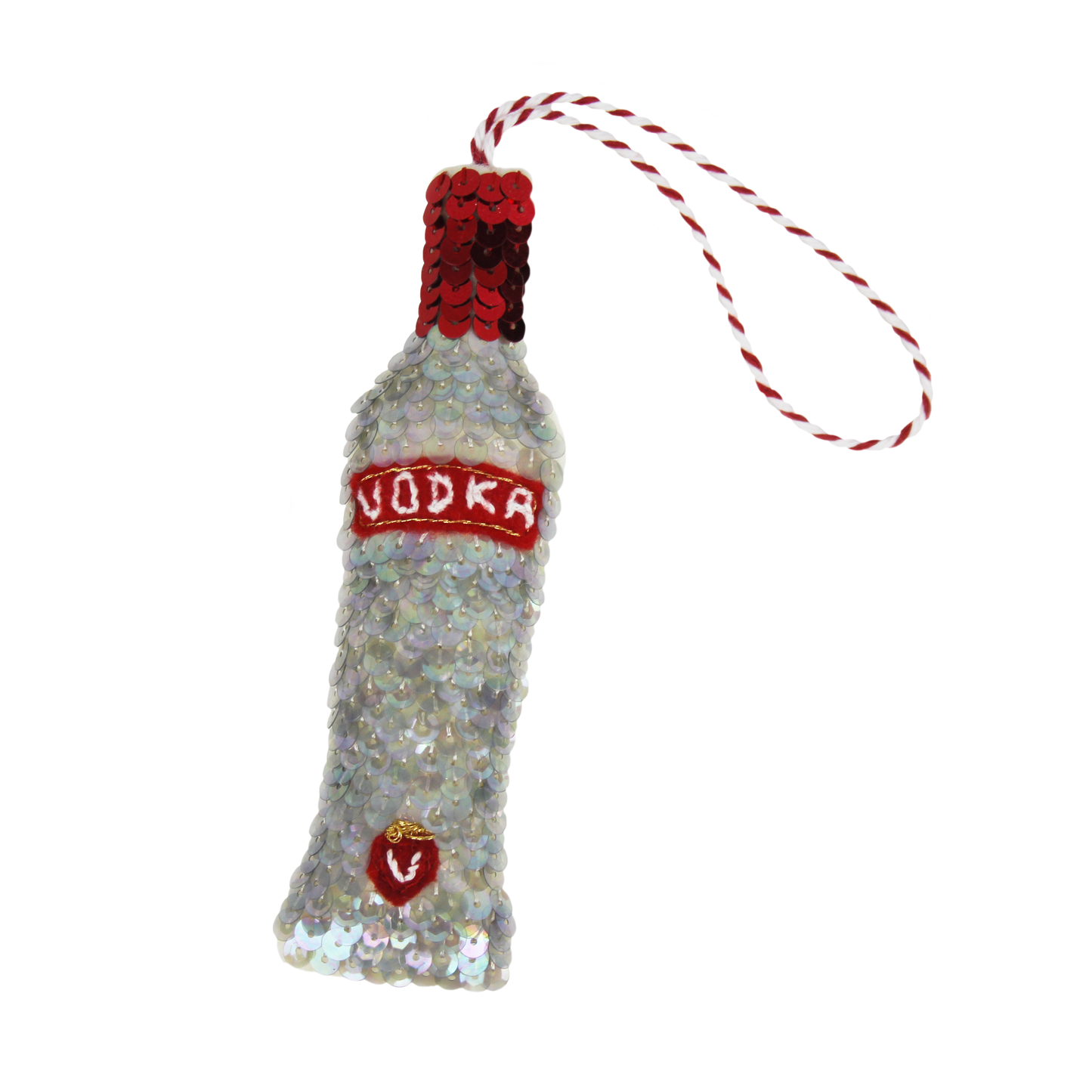 Vodka Bottle Embroidered Sequin Ornament