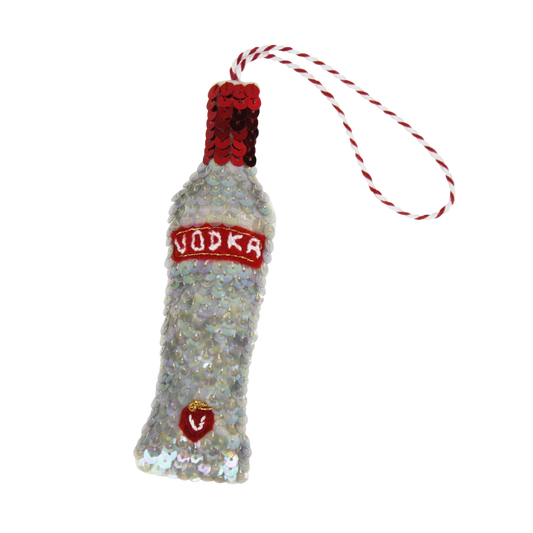 Vodka Bottle Embroidered Sequin Ornament