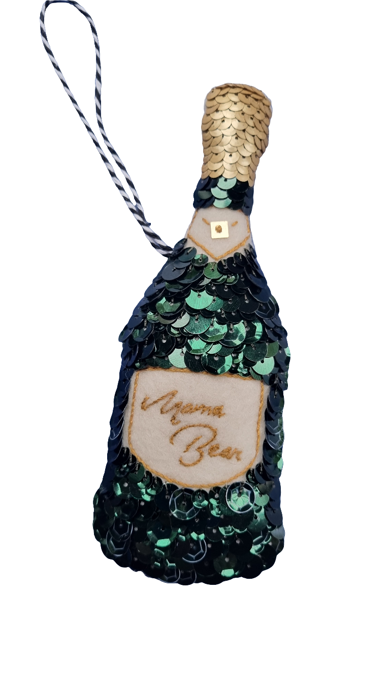 Fizz Champagne Sequin Ornament Personalised