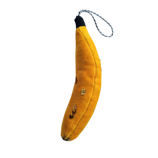 Velvet Sequinned Banana Ornament