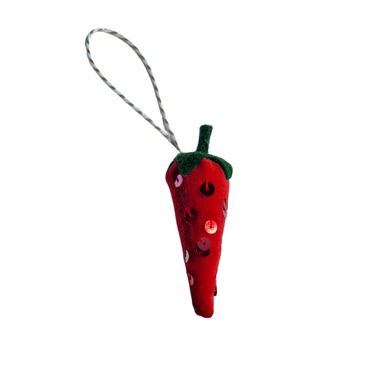 Velvet Sequin Chilli Pepper Ornament