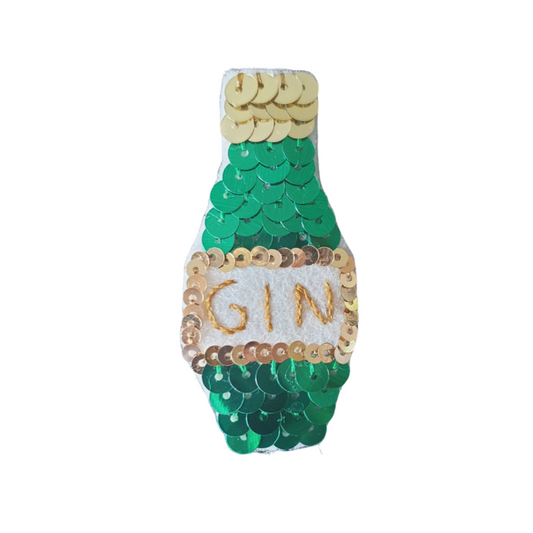 A sequin green gin bottle clip/brooch