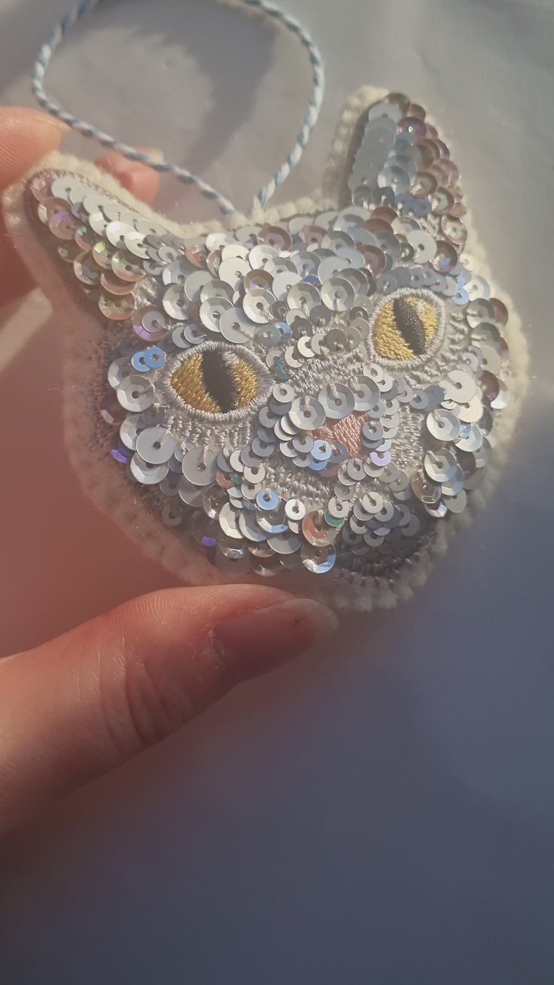 Sequinned Cat Ornament