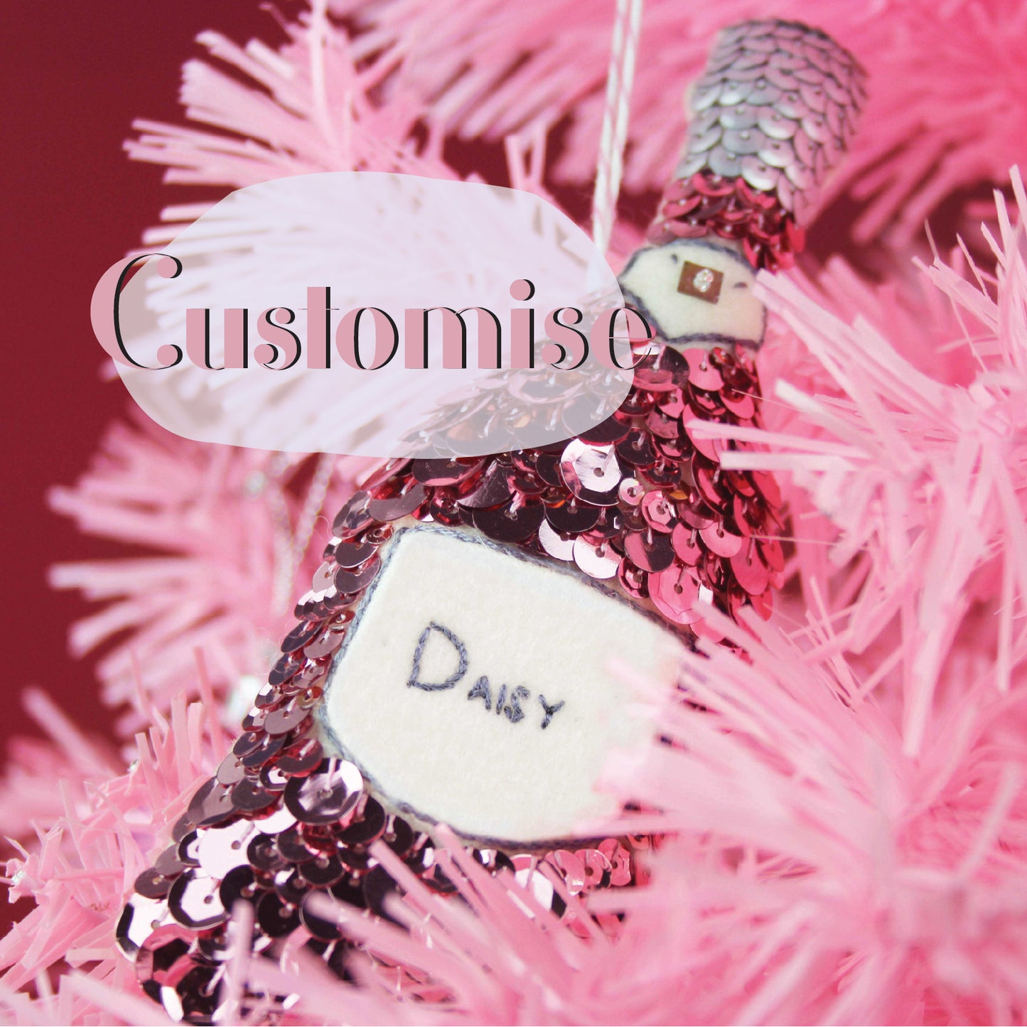 Rosé Champagne Sequin Ornament Personalised