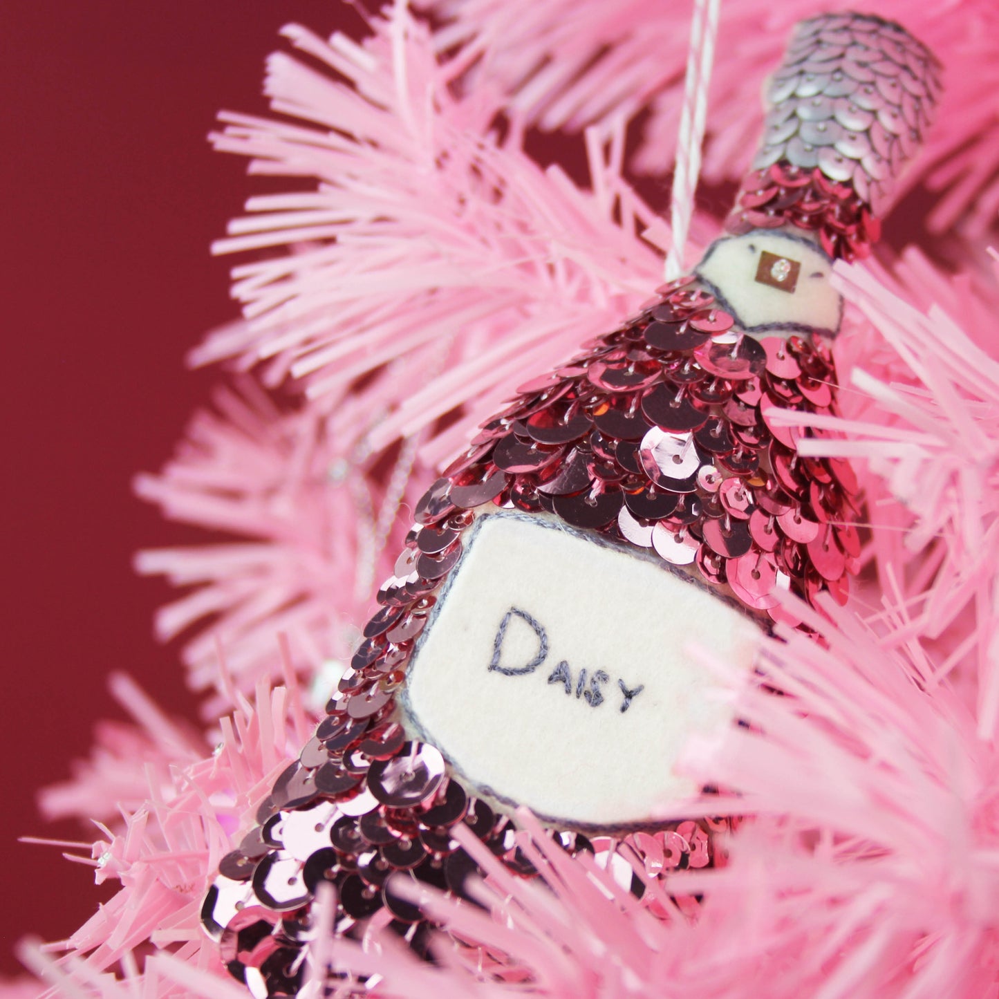 Rosé Champagne Sequin Ornament Personalised