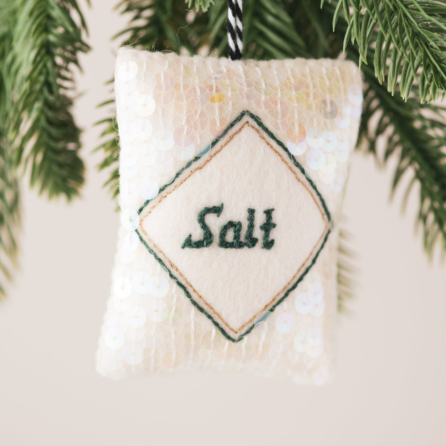 Salt Sequin Hanging Ornament, taken from a classic Maldon Salt esq design