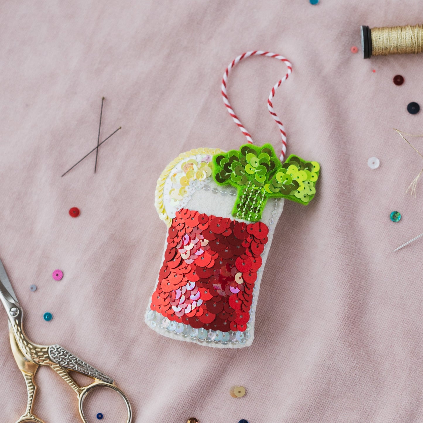 Bloody Mary Cocktail Sequin Ornament