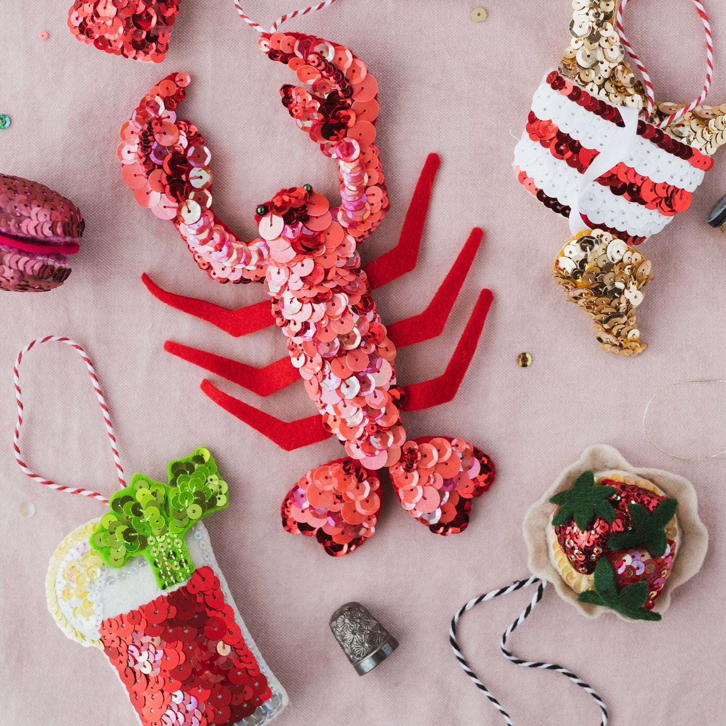 Larry the Lobster Sequin Ornament