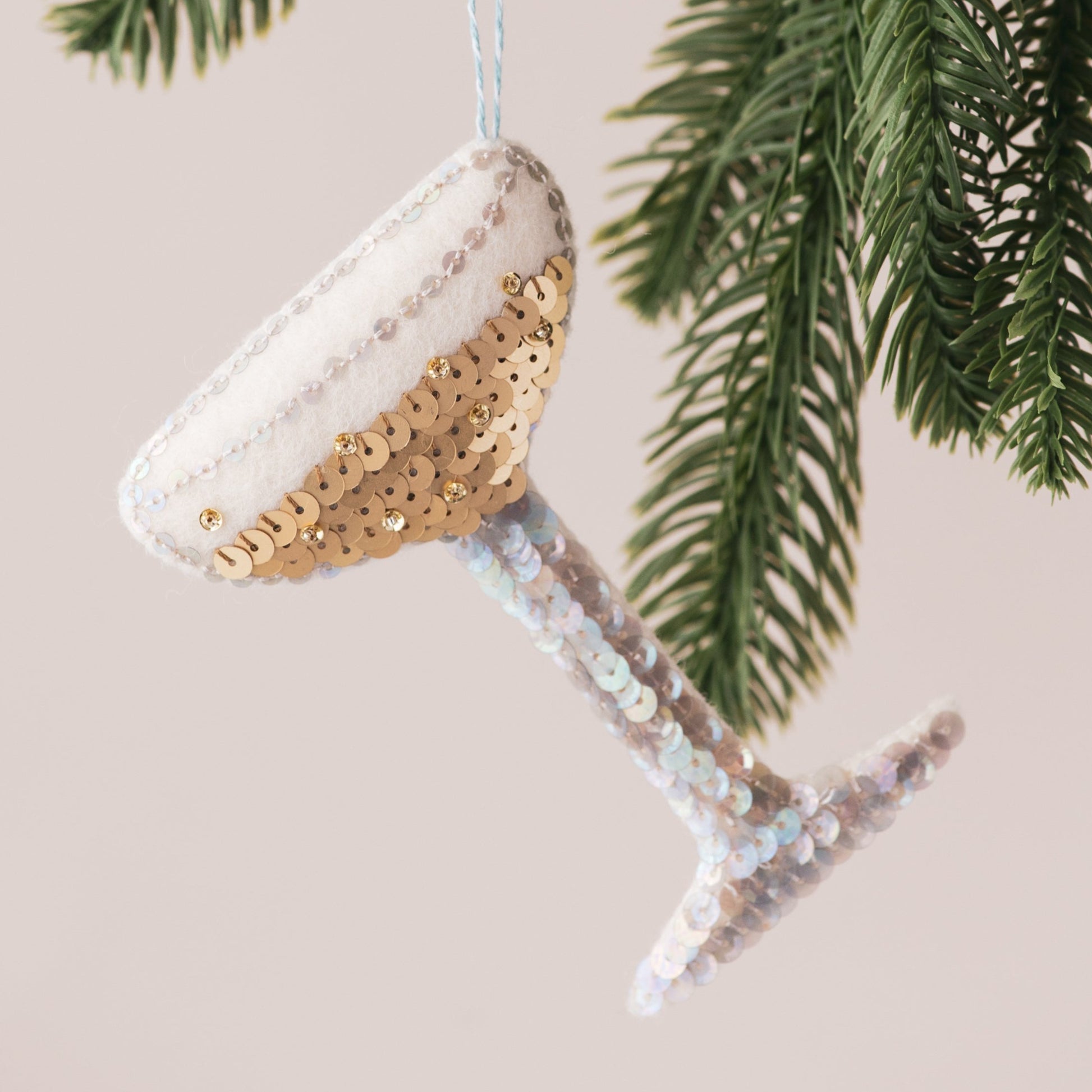 Champagne Coupe Sequin Hanging Decoration