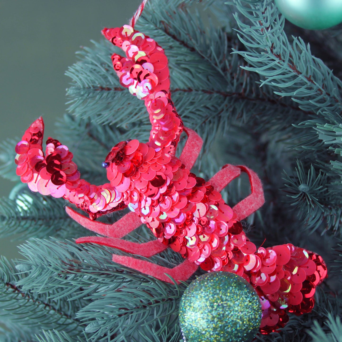 Lobster Sequin Decoration, a red sequinned lobster ornament