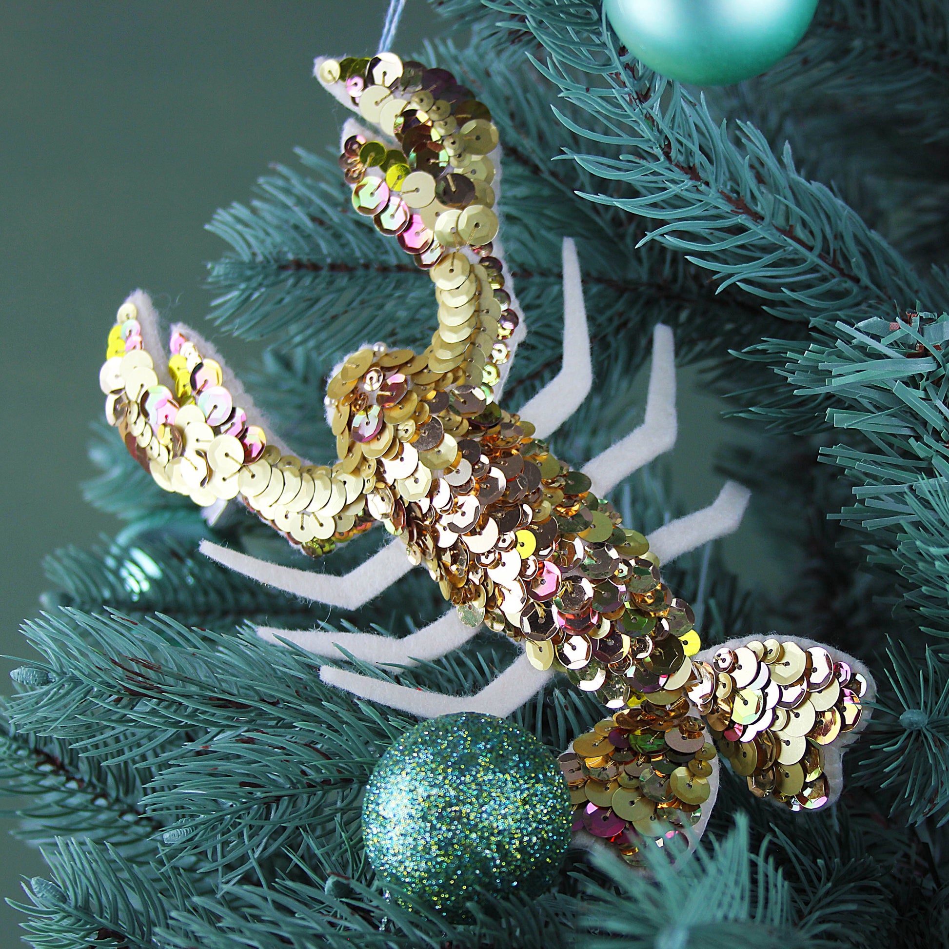 Lobster Sequin Christmas Ornament